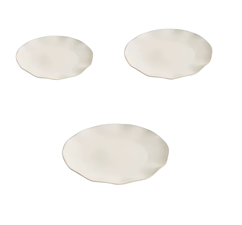 Beige Irregular Ceramic Steak Plate – Textured Dinner Plate-NIMSY