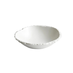 White Ceramic Salad Bowl – Textured Rim Serving Bowl-NIMSY