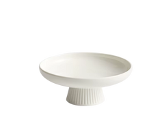 White Ceramic Pedestal Serving Dish – Round Fruit & Snack Plate-NIMSY