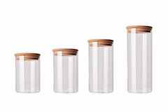 Borosilicate Glass Storage Jar with Bamboo Lid – Clear Kitchen Jar-NIMSY
