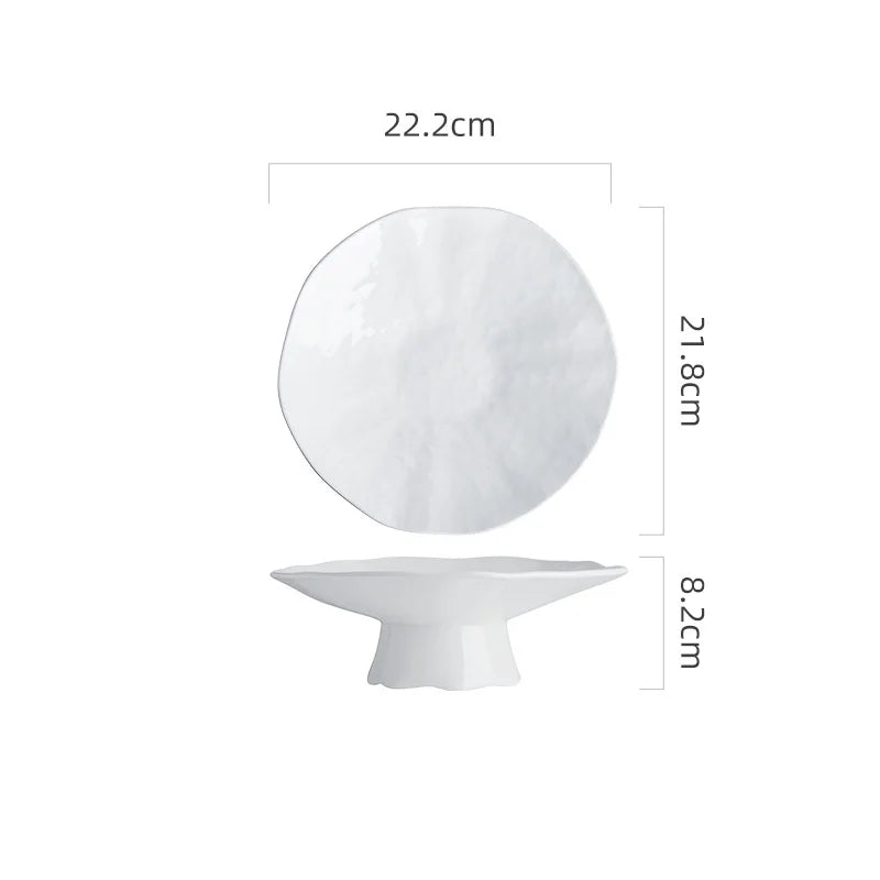 Ceramic Plate High Footed Dessert