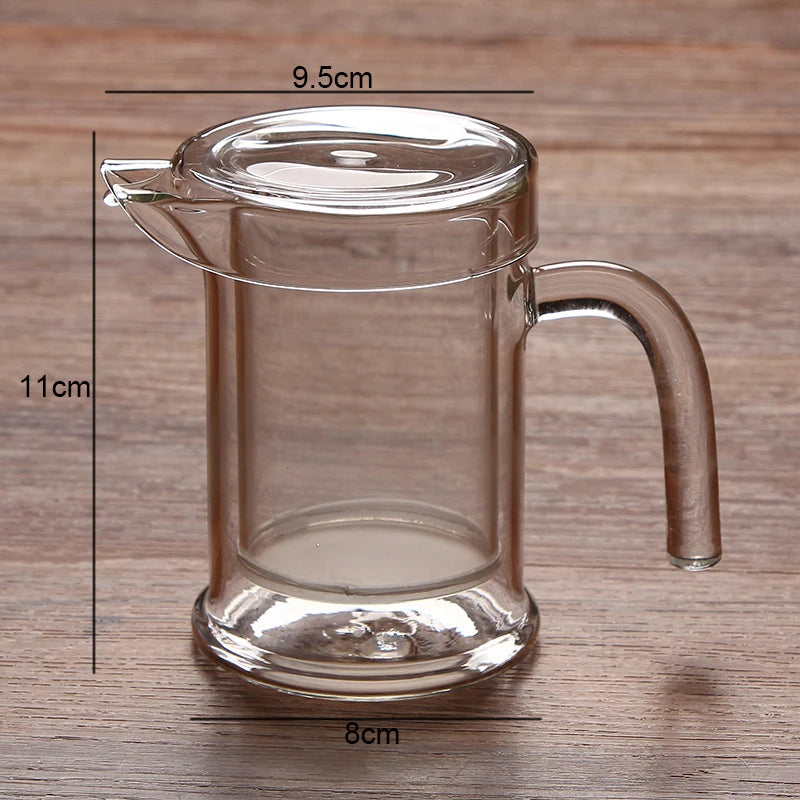 Handheld Double Layer Glass Tea and Coffee Maker Kettle for Home and Kitchen