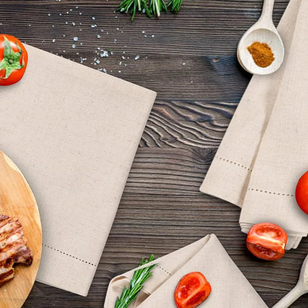 Set of 6 Hemstitched Linen Napkins