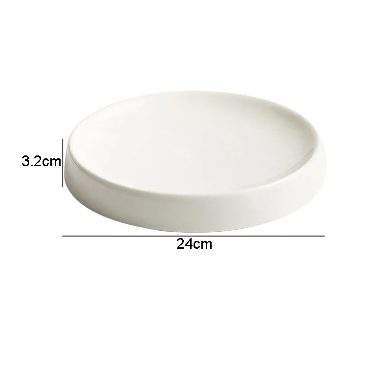 White Ceramic Round Dinner Plate – Snack & Dessert Plate-NIMSY