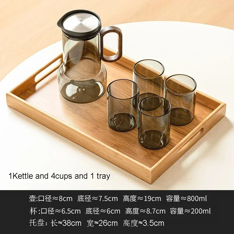 Walnut Wood Handle Glass Cold Water Kettle