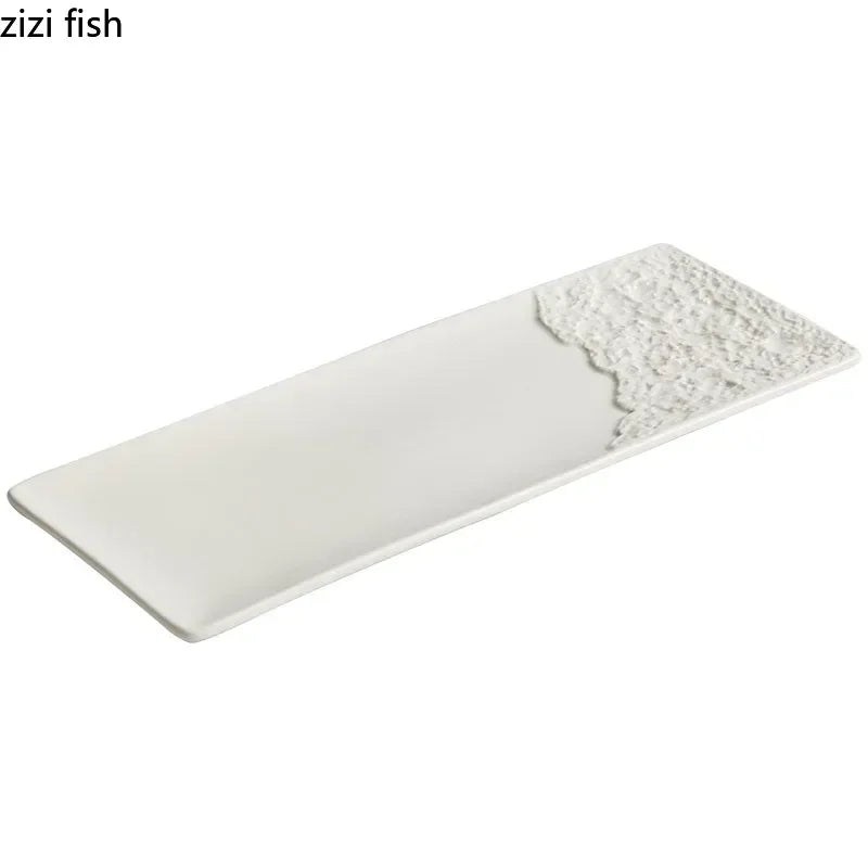 Half Stone Pattern Long Strip Plate Ceramic