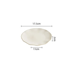 Beige Irregular Ceramic Steak Plate – Textured Dinner Plate-NIMSY