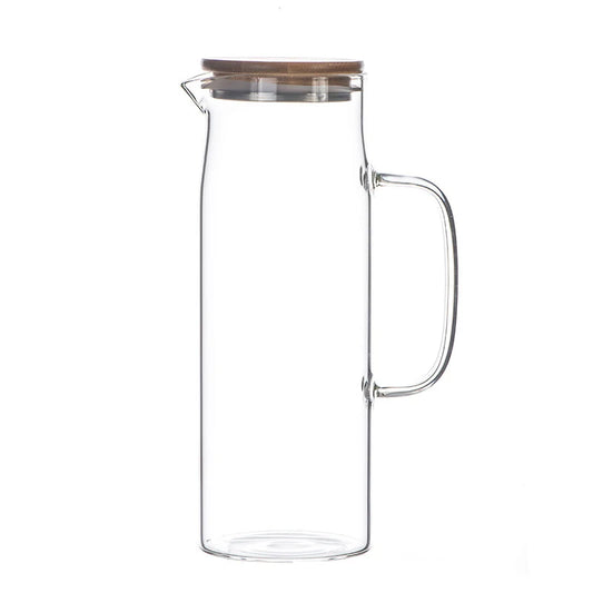 Borosilicate Glass Kettle with Bamboo Lid – 1.5L Transparent Coffee Server with Filter-NIMSY