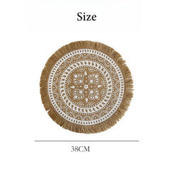 Round Linen Placemat – Vintage Table Mat – 38cm-NIMSY