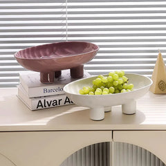 Solid Color Creative Ceramic High Legged Fruit Tray