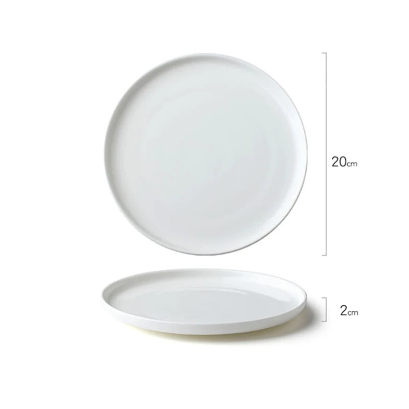 Ceramic Dinner Plates for Specialty Cuisine - Elegant Round Solid Color Tableware for Pasta, Steak, Sushi, Snacks, and Desserts