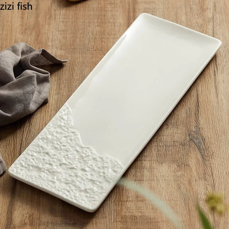 Half Stone Pattern Long Strip Plate Ceramic