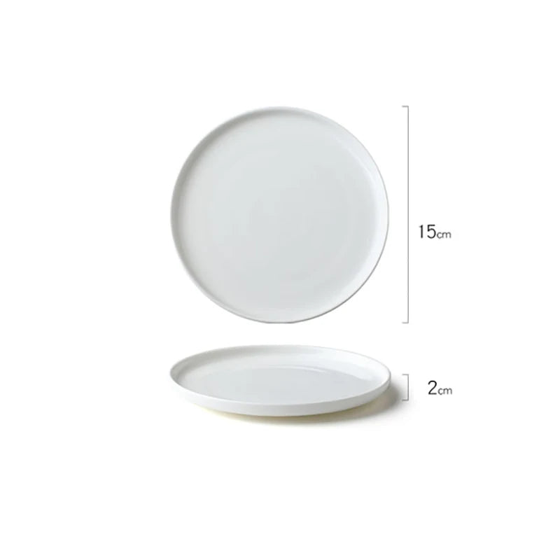 Ceramic Dinner Plates for Specialty Cuisine - Elegant Round Solid Color Tableware for Pasta, Steak, Sushi, Snacks, and Desserts