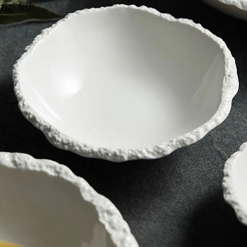 Simple White Ceramic Salad Bowl Kitchen Restaurant