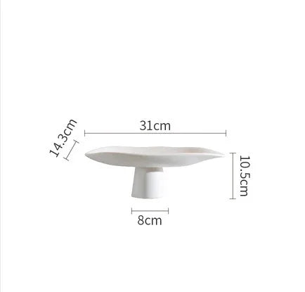 White Ceramic High-Leg Fruit Plate – Raised Serving Platter-NIMSY