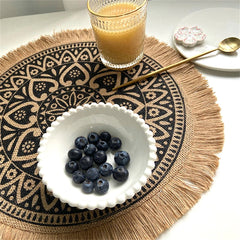 Round Linen Placemat – Vintage Table Mat – 38cm-NIMSY