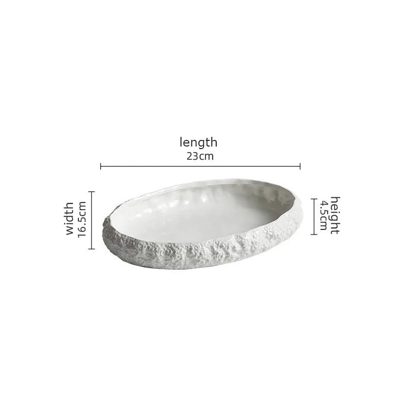 Rock Texture Ceramic Main Dish Plate – Oval Serving Plate-NIMSY