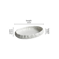 Rock Texture Ceramic Main Dish Plate Kitchen Household Pasta Steak Dish Plate Creative Pure White Characteristic Tableware