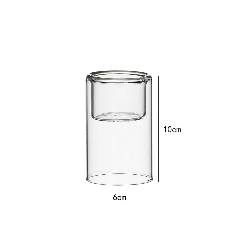 Clear Glass Candle Holder – Countertop Decorative Candle Holder-NIMSY