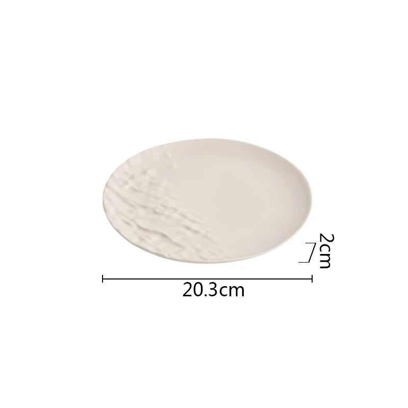 White Porcelain Disc Ceramic Plate Serving