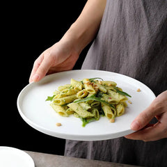 White Ceramic Round Dinner Plate – Specialty Cuisine Plate-NIMSY