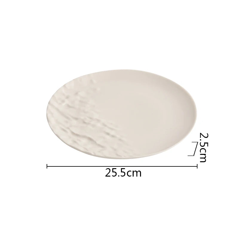 White Porcelain Disc Ceramic Plate Serving