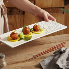 Half Stone Pattern Long Strip Plate Ceramic