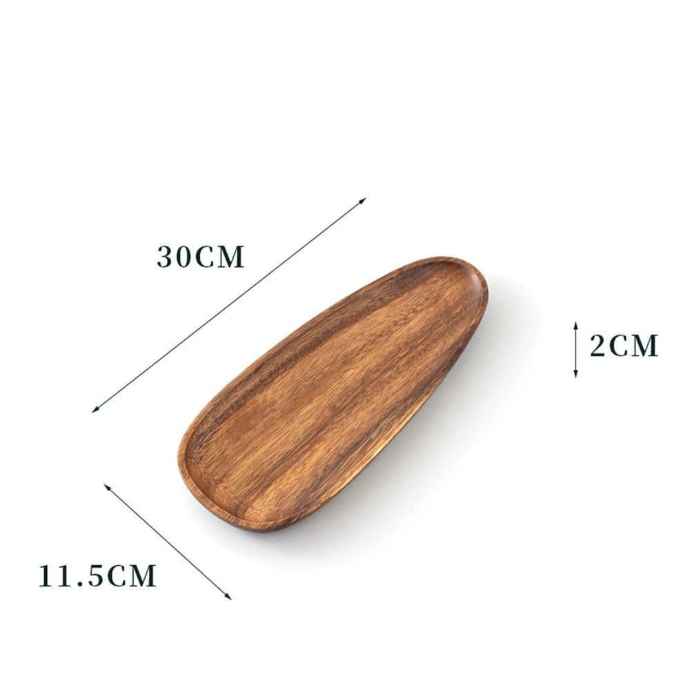 Wooden Bamboo Serving Tray Irregular Oval Fruit Storage