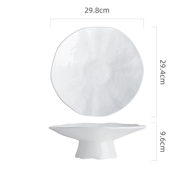 Ceramic Plate High Footed Dessert