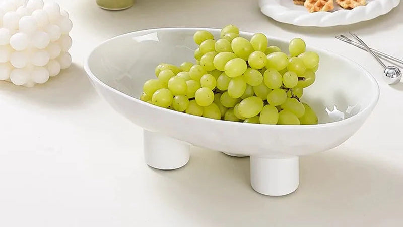 Solid Color Creative Ceramic High Legged Fruit Tray