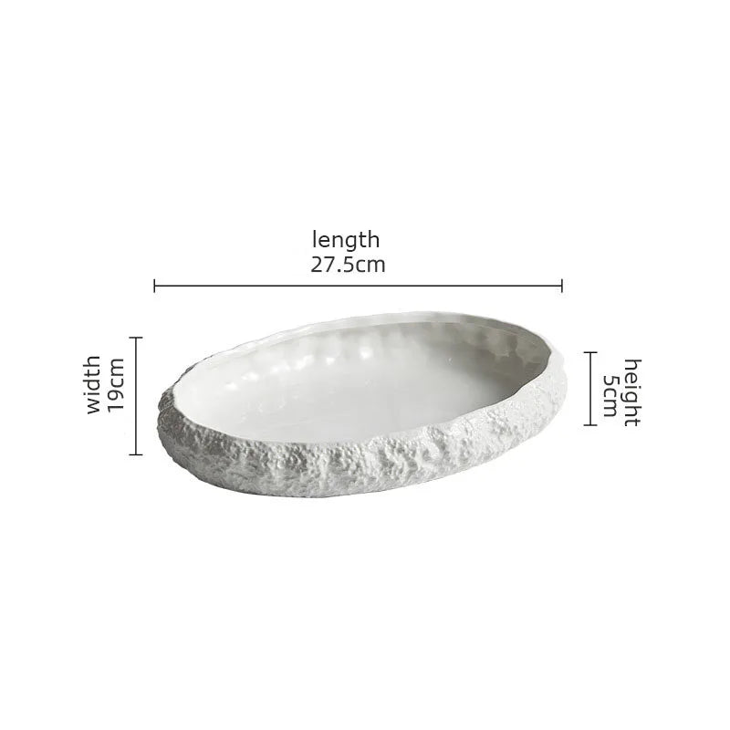 Rock Texture Ceramic Main Dish Plate – Oval Serving Plate-NIMSY