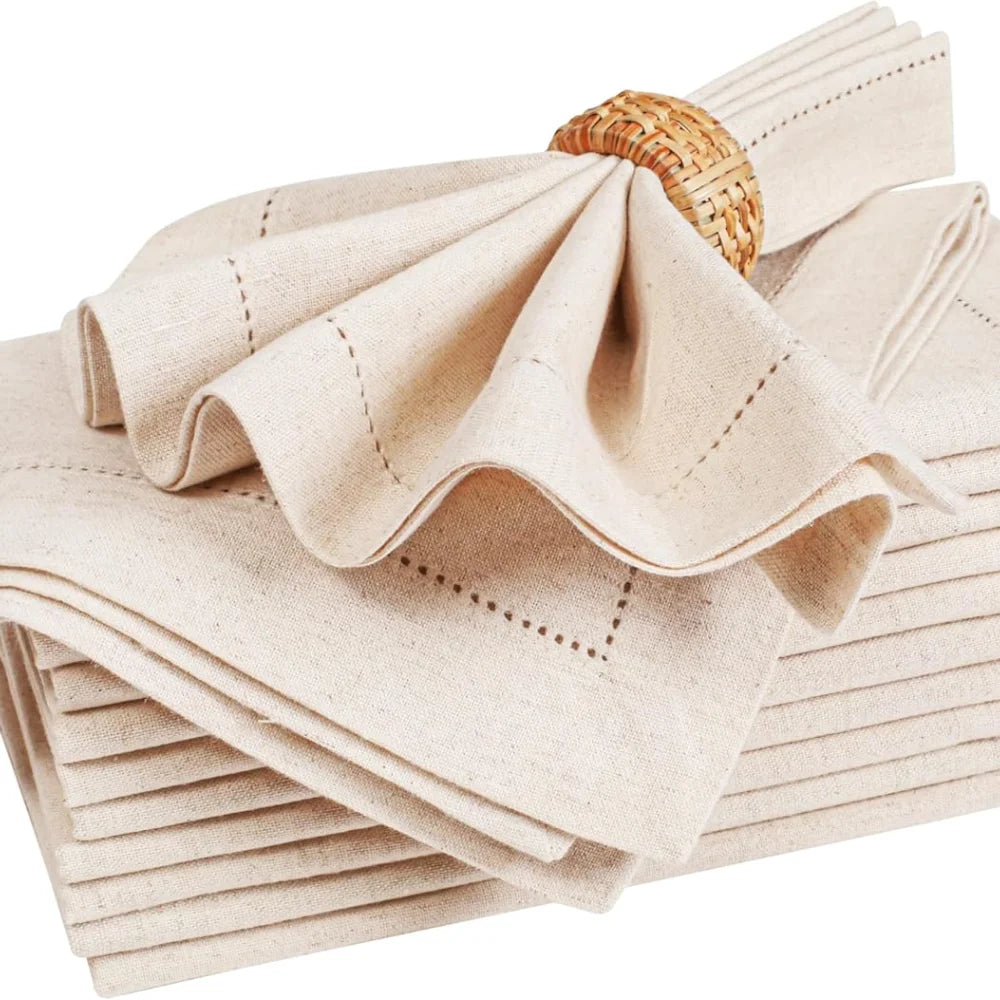 Set of 6 Hemstitched Linen Napkins