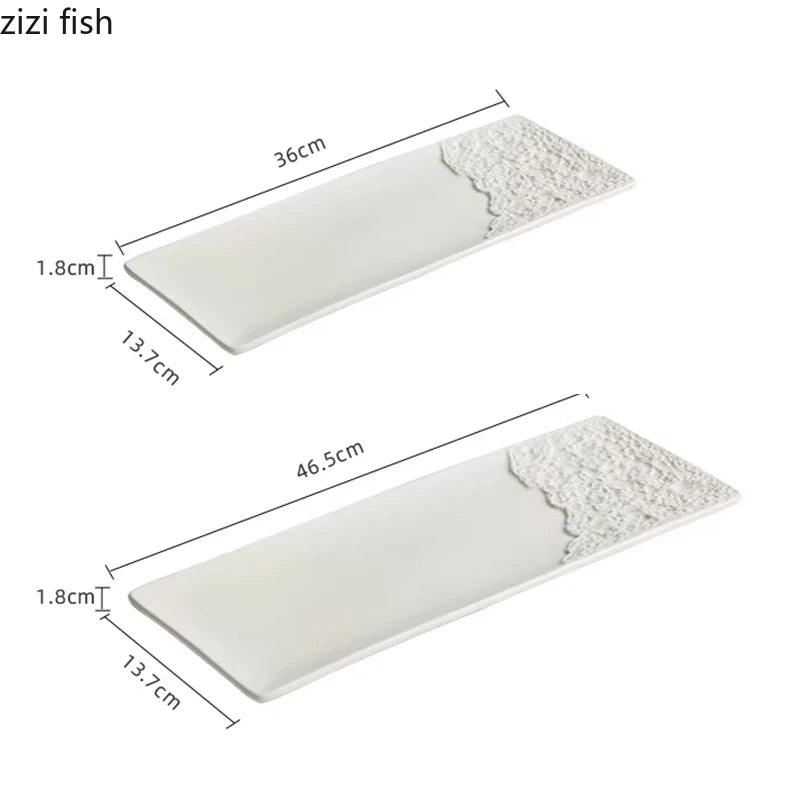 Half Stone Pattern Long Strip Plate Ceramic