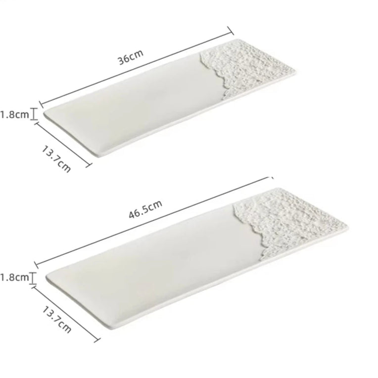 Half Stone Pattern Long Strip Plate Ceramic