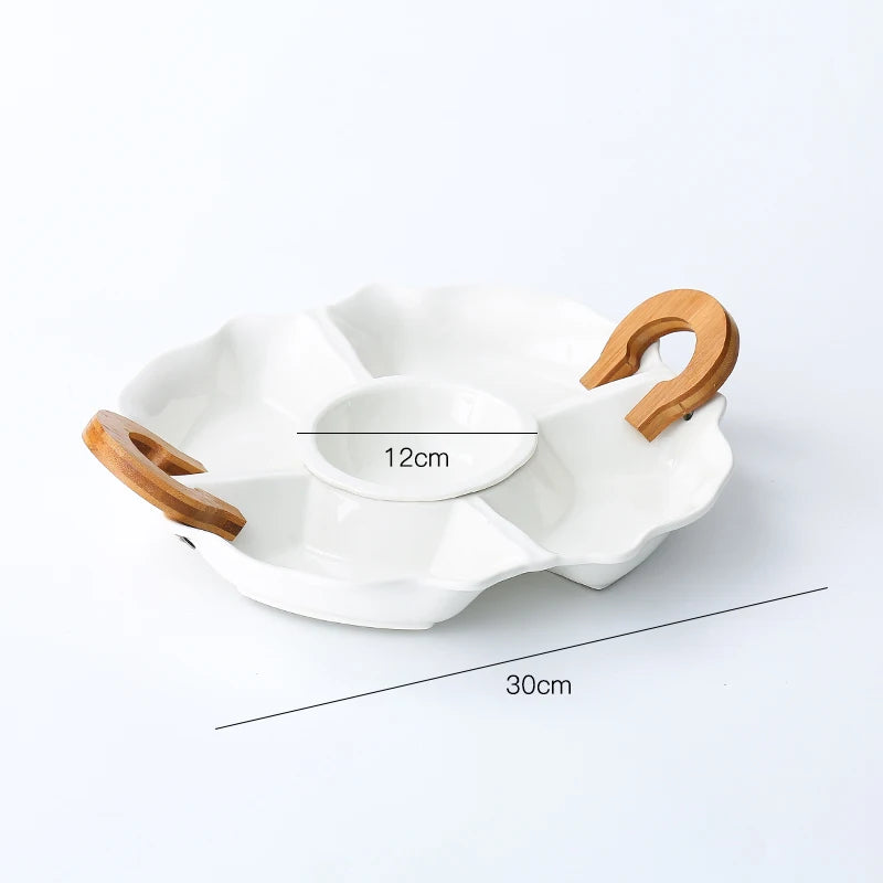 Premium Ceramic Serving Snack Platter Multi Grid Fruit