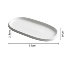 Stone Patterned Edge Oval Plate Ceramic
