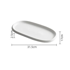 Stone Patterned Edge Oval Plate Ceramic
