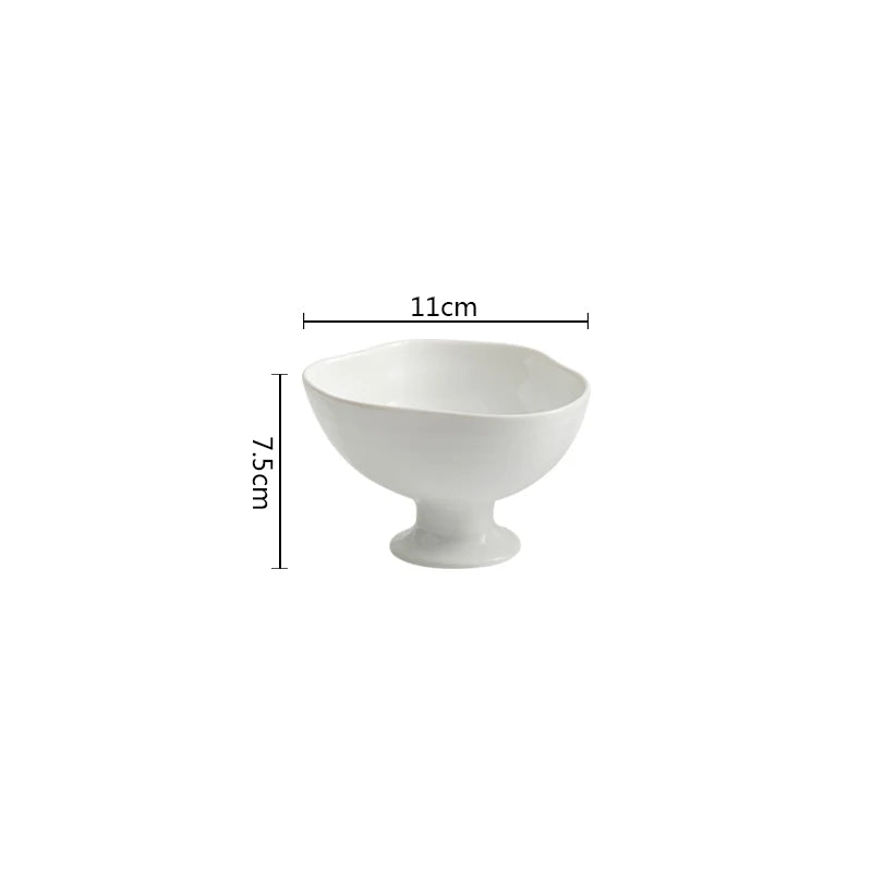 Ceramic Bowl Restaurant Irregular High Foot Bowl Dessert Bowls