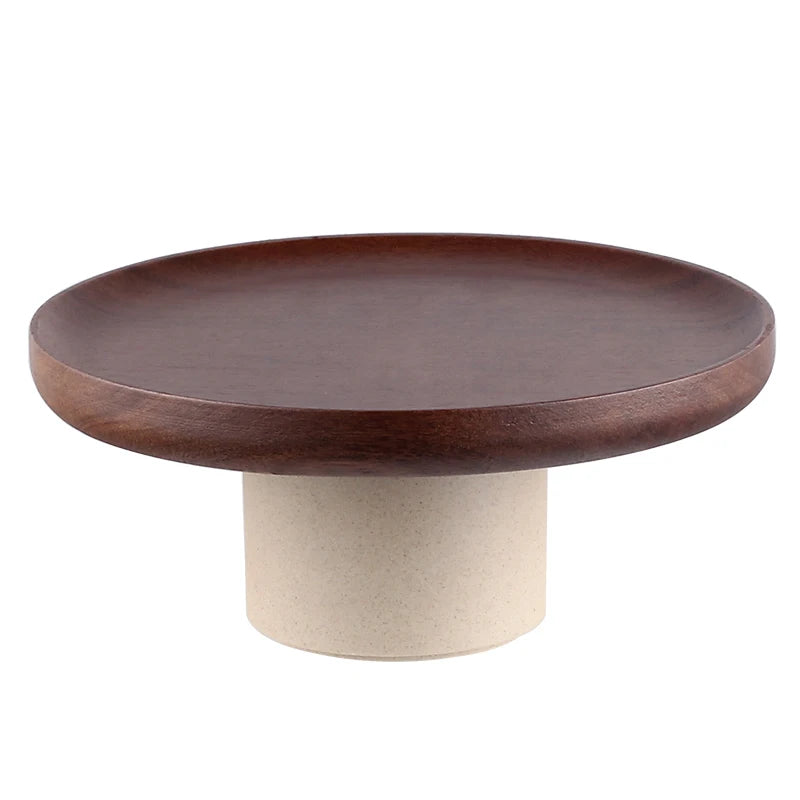 Wood round Stand Tray