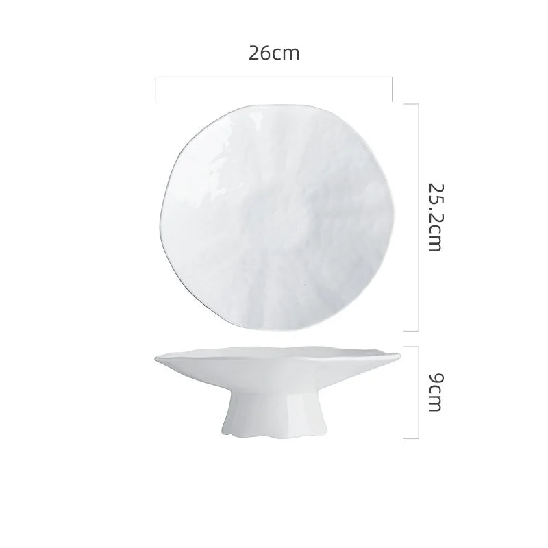 Ceramic Plate High Footed Dessert