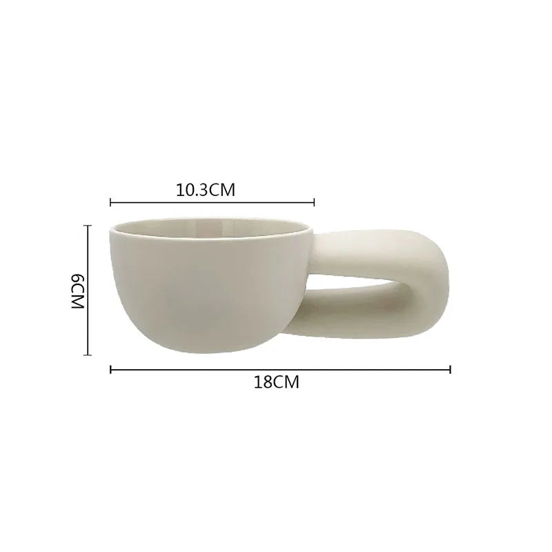 Simple Ceramic Mug Creative ,Big Handle Coffee Mug Office Afternoon