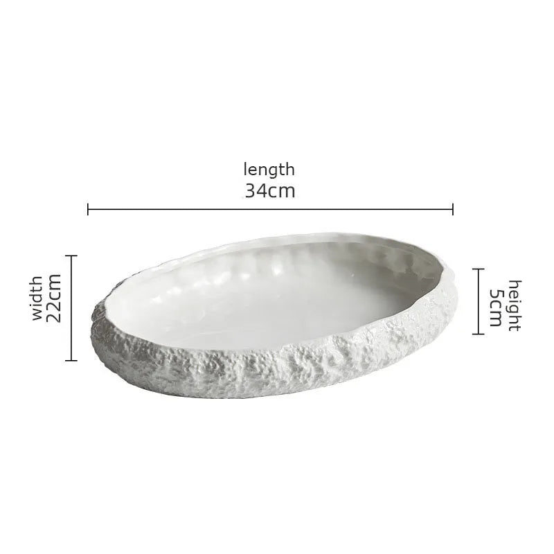 Rock Texture Ceramic Main Dish Plate – Oval Serving Plate-NIMSY