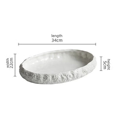 Rock Texture Ceramic Main Dish Plate Kitchen Household Pasta Steak Dish Plate Creative Pure White Characteristic Tableware