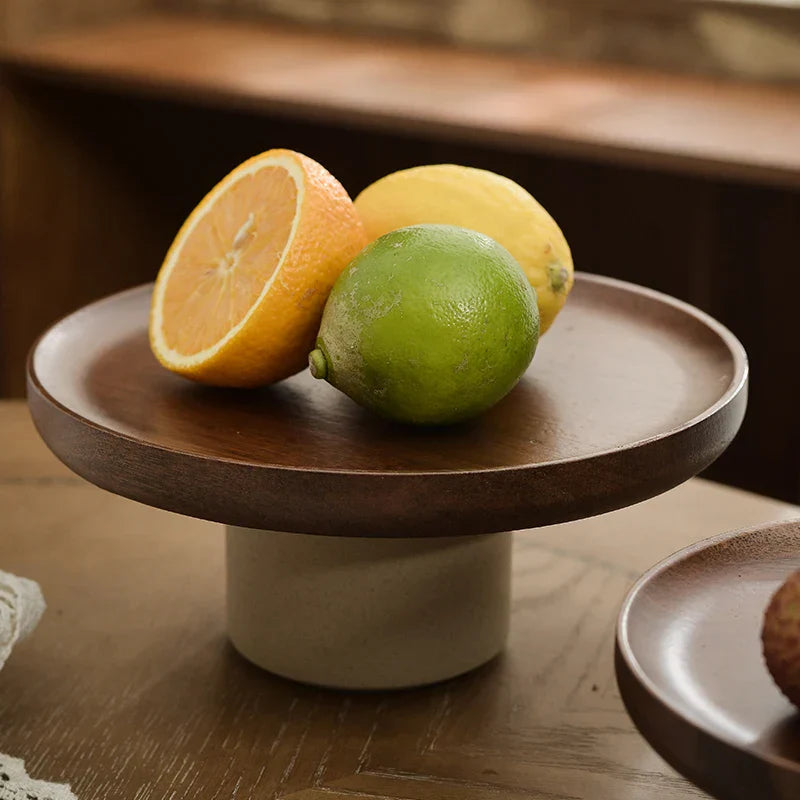 Wood round Stand Tray