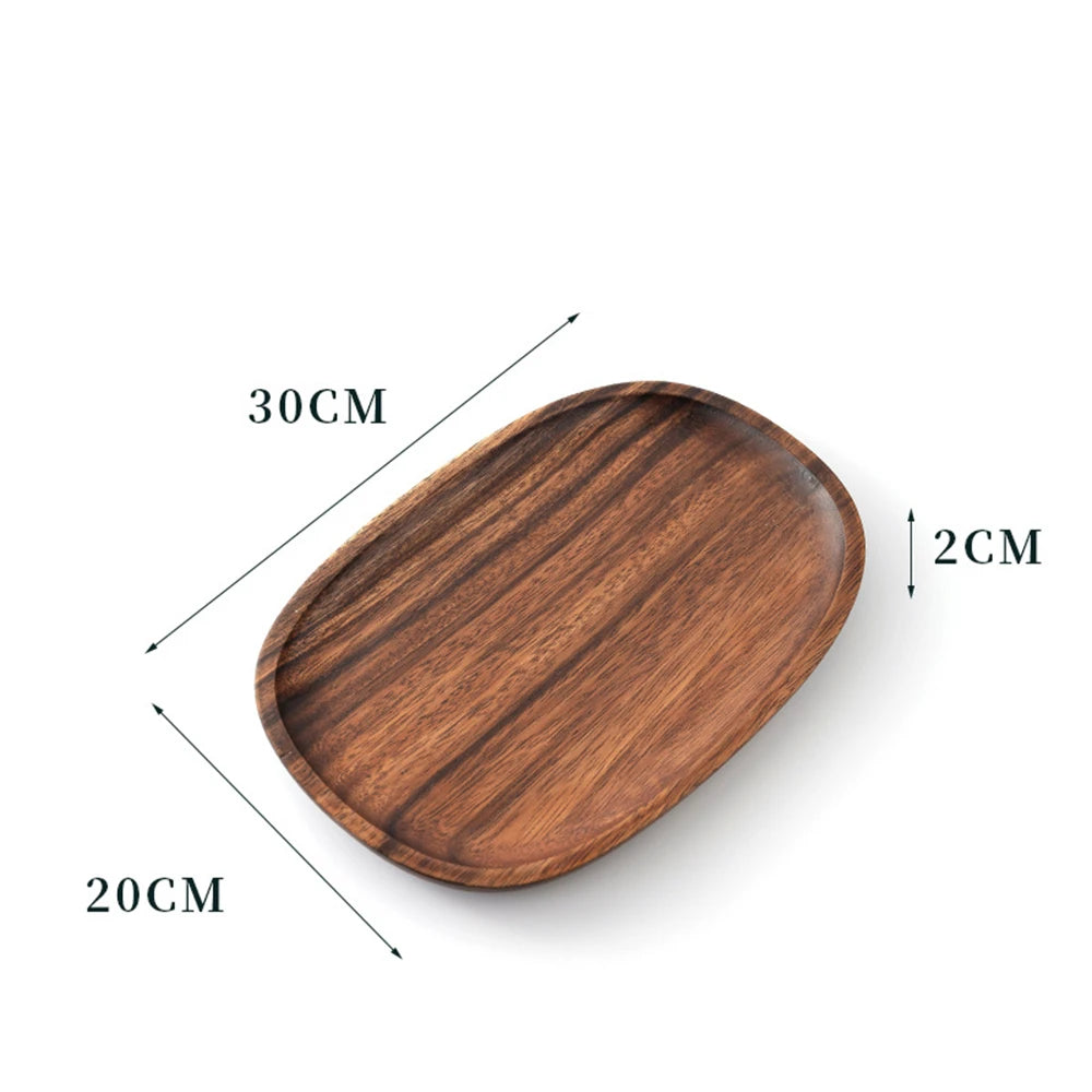 Wooden Bamboo Serving Tray – Irregular Oval Brown Tray-NIMSY