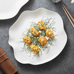 White Irregular Ceramic Salad Plate – Textured Dinner Plate-NIMSY