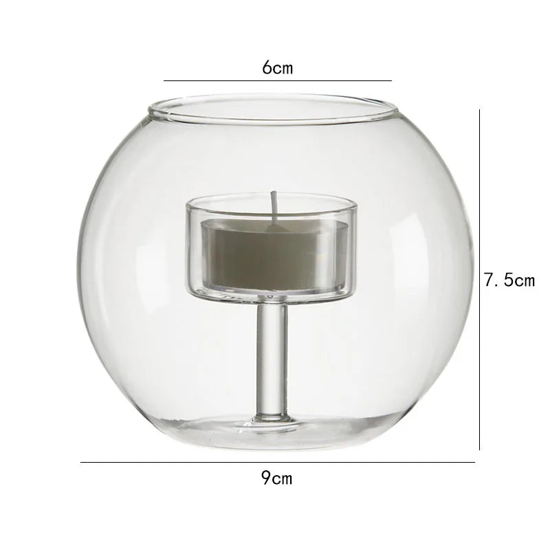 Clear Glass Candle Holder – Countertop Decorative Candle Holder-NIMSY