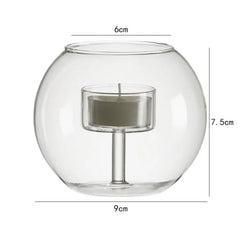 Clear Glass Candle Holder – Countertop Decorative Candle Holder-NIMSY