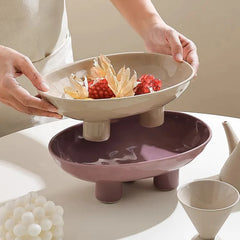 Solid Color Creative Ceramic High Legged Fruit Tray