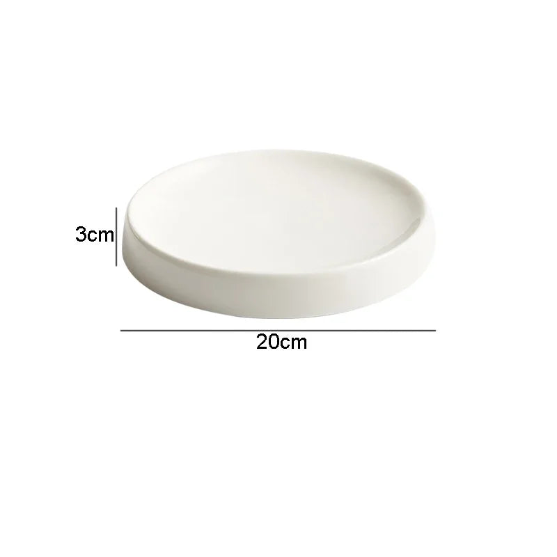 White Ceramic Round Dinner Plate – Snack & Dessert Plate-NIMSY
